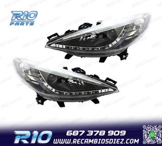 FAROS PEUGEOT 207 06-12 LUZ DIURNA LED NEGRO + MOTOR