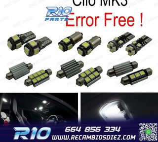 KIT 15 BOMBILLAS LED INTERIOR PARA RENAULT CLIO III MK3 GRAN