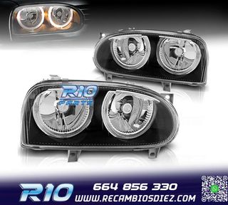 FAROS VOLKSWAGEN VW GOLF 3 OJOS ANGEL FONDO NEGRO H7 H7