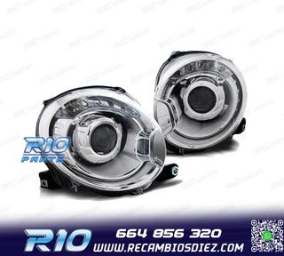 FAROS PARA FIAT 500 07- PROJEKTOR CROMADO