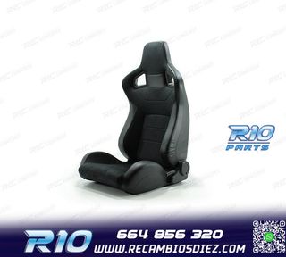 ASIENTO DEPORTIVO SEMI BAQUET ESTILO RS ALCANTARA CUERO NEGR