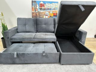 Sofá cama 216cm gris tela