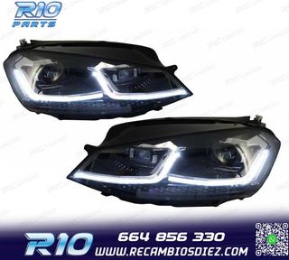 FAROS VOLKSWAGEN VW GOLF 7 12-17 DRL DINAMICOS NEGROS LOOK 7