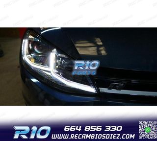 FAROS VOLKSWAGEN VW GOLF 7 12-17 DRL DINAMICOS NEGROS LOOK 7