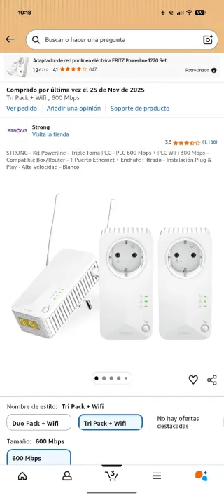 Kit Powerline STRONG Triple Toma PLC WiFi
