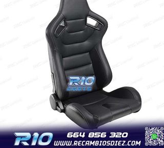 KIT ASIENTO DEPORTIVO SEMI BAQUET ESTILO RS CUERO NEGRO