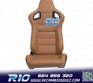 KIT ASIENTO DEPORTIVO SEMI BAQUET ESTILO RS CUERO BEIGE