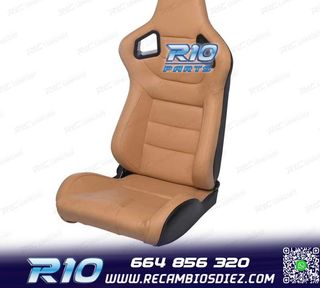 KIT ASIENTO DEPORTIVO SEMI BAQUET ESTILO RS CUERO BEIGE