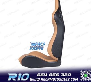 KIT ASIENTO DEPORTIVO SEMI BAQUET ESTILO RS CUERO BEIGE