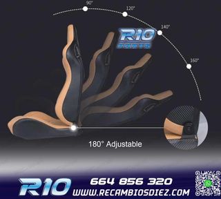 KIT ASIENTO DEPORTIVO SEMI BAQUET ESTILO RS CUERO BEIGE