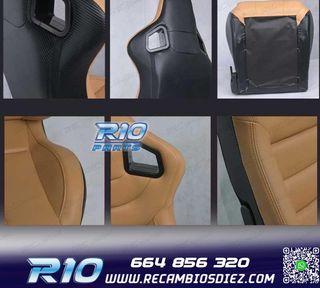 KIT ASIENTO DEPORTIVO SEMI BAQUET ESTILO RS CUERO BEIGE