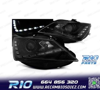 FAROS SEAT IBIZA 6J 12-15 LUZ DIURNA LED FONDO NEGRO