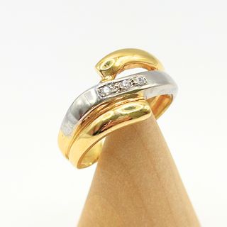 Anillo Oro Amarillo y Blanco 18K, 3.89gr, T-18