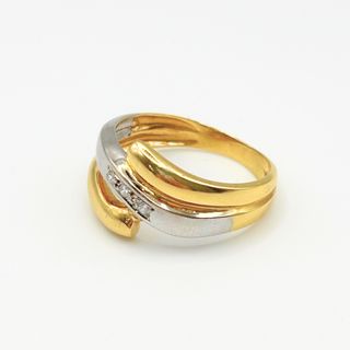 Anillo Oro Amarillo y Blanco 18K, 3.89gr, T-18