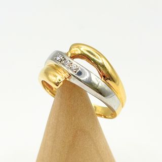 Anillo Oro Amarillo y Blanco 18K, 3.89gr, T-18
