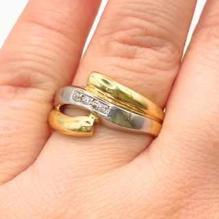 Anillo Oro Amarillo y Blanco 18K, 3.89gr, T-18