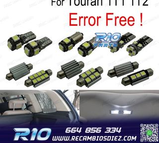 KIT 14 BOMBILLAS LED INTERIOR PARA VOLKSWAGEN VW TOURAN 1T1