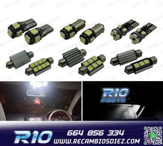 KIT 12 BOMBILLAS LED INTERIOR PARA VOLKSWAGEN VW POLO MK4 9N