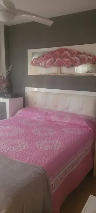 Colcha Cama 150cm Rosa y Blanca