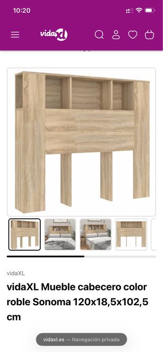 Cabecero de cama vidaXL roble Sonoma 120