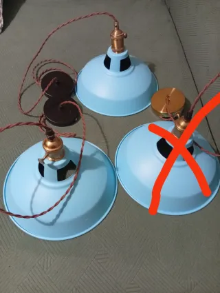 Lámpara colgante industrial vintage azul