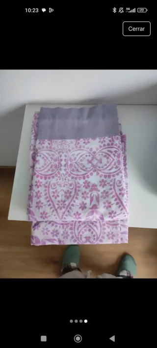 Juego de sábanas gris y rosa