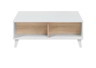 Mesa de centro elevable blanca y madera