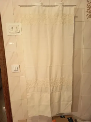 Cortina visillo beige de buena calidad