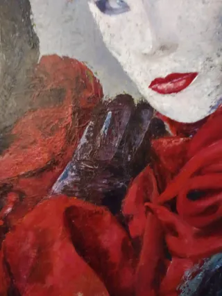 Cuadro Óleo grande .Arlequines Rojo y Blanco