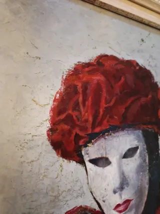 Cuadro Óleo grande .Arlequines Rojo y Blanco