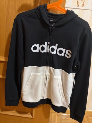 Sudadera Adidas Niño Negra y Blanca Talla 9-10