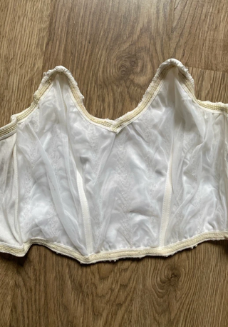 Top/Corsé blanco satinado