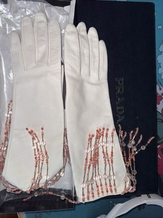 Guanti Prada Pelle Donna Bianco Perle