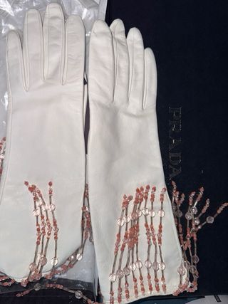 Guanti Prada Pelle Donna Bianco Perle