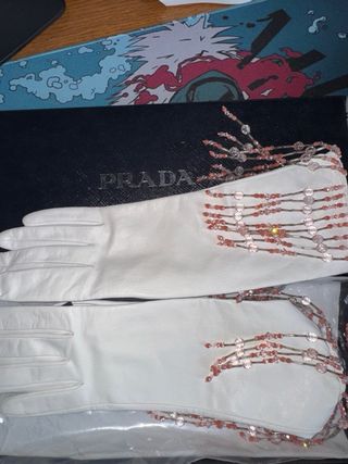 Guanti Prada Pelle Donna Bianco Perle