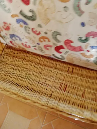 Sillón de mimbre con cojín estampado ancho 1 metro