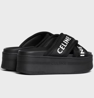Chanclas Celine Malla Negra Plataforma