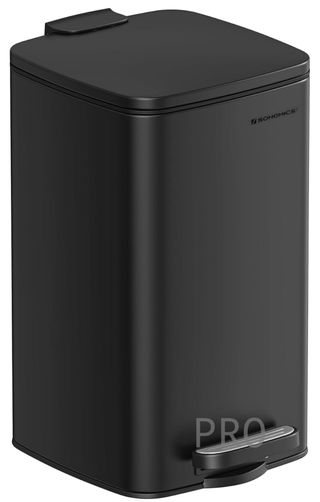 Cestino per il bagno SONGMICS, 8 L, con pedale, per spazi piccoli, con coperchio morbido, acciaio, nero LTB591B0802