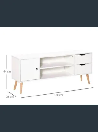 Mesita de salón blanca con pomo de flor