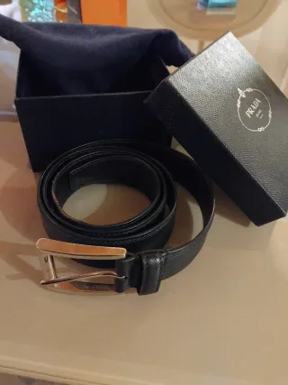 Cintura Prada Pelle Nera Taglia 38/95 made in ital