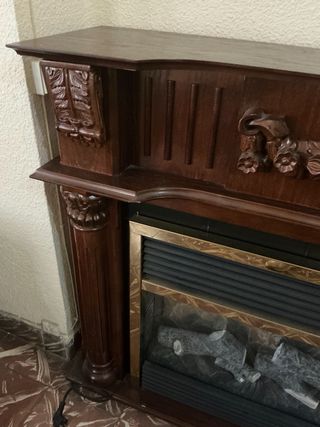 Chimenea eléctrica de madera y metal