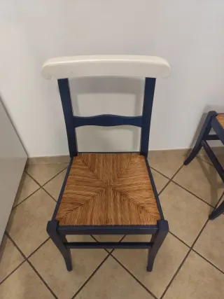 Set 4 Sedie Cucina Blu/Bianco