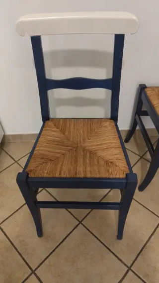 Set 4 Sedie Cucina Blu/Bianco