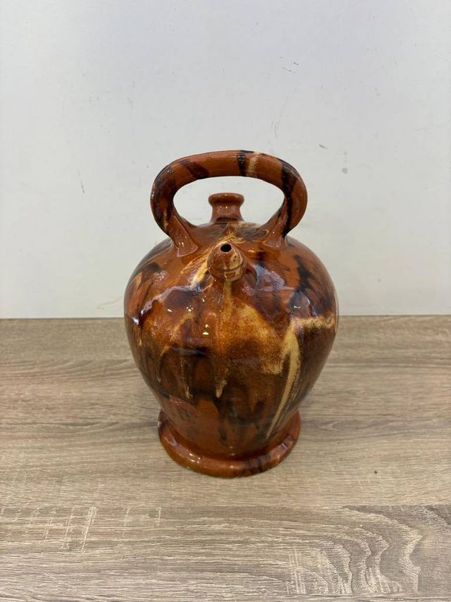 BOTIJO DE TERRACOTA VIDRIADA