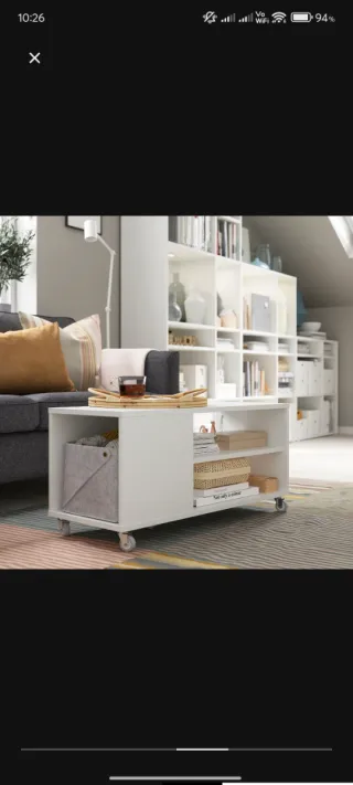 Mesa de centro IKEA VIHALS blanca con ruedas