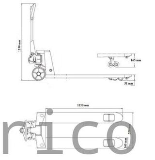 Transpaleta Hidráulica Extraplana 55 mm - 1500 Kg - 1150x520 mm
