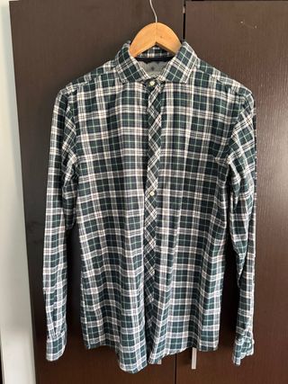 Camisa Cuadros Verde y Blanco Casual