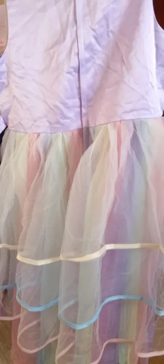 Disfraz Unicornio Niña Morado Tul Flores