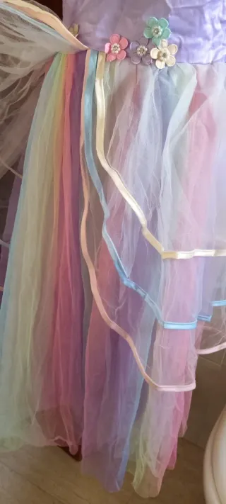 Disfraz Unicornio Niña Morado Tul Flores