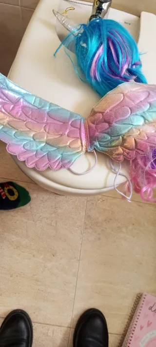 Disfraz Unicornio Niña Morado Tul Flores